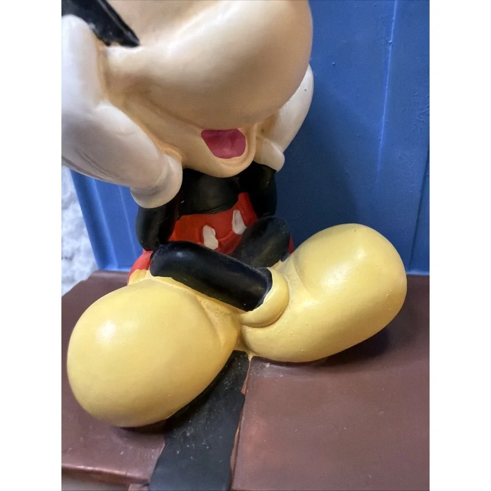 Vintage Mickey & Minnie Mouse Bookends Walt Disney Book Ends Straps Blue